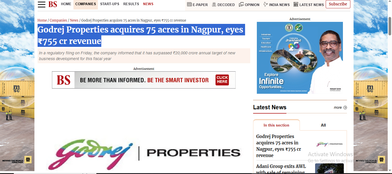 Godrej Properties News Nagpur