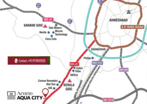 arvind aqua city kalyangadh ahmedabad location map